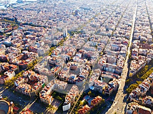 Aerial view of Eixample district, Barcelona