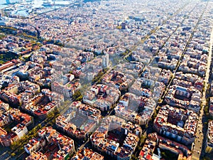 Aerial view of Eixample district, Barcelona