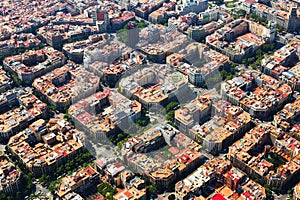 Aerial view of Eixample district. Barcelona