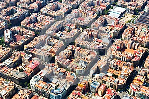 Aerial view of Eixample residential district. Barcelona