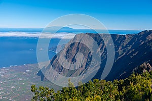 Aerial view of El Golfo valley from Mirador de la Llania at El Hierro, Canary islands, Spain photo