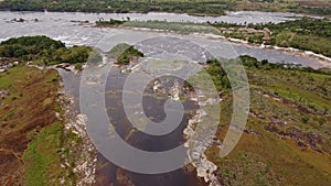 Aerial view of El Hacha waterfall. Canaima National Park