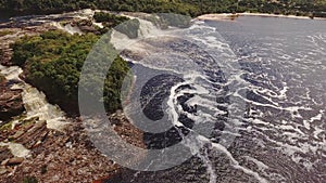 Aerial view of El Hacha waterfall. Canaima National Park