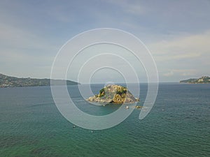 Aerial View of El Morro Islet in Acapulco Bay and the ocean