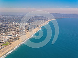 Aerial view of the El Segundo Beach and downtown area photo