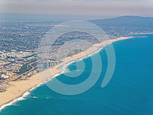 Aerial view of the El Segundo Beach and downtown area photo