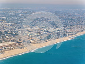 Aerial view of the El Segundo Beach and downtown area photo