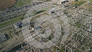 Aerial View Electrical Substation High Voltage Switchgear
