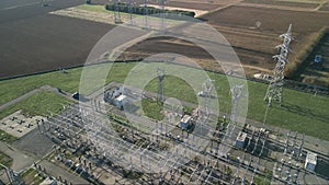 Aerial View Electrical Substation Transmission Line