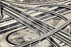 Aerial view of Elevated Interstate Interchange