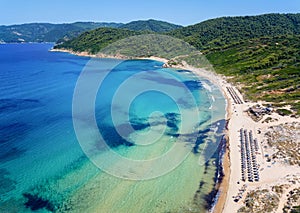 Aerial view of Elia beach at Skiathos island