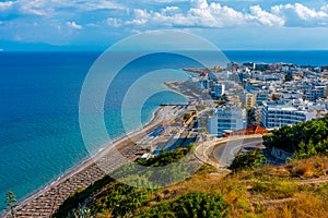Aerial view of Elli beach at Rhodes town in Greece