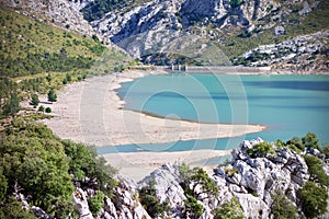 Aerial view of Embalse de Cuber, Mallorca, Spain