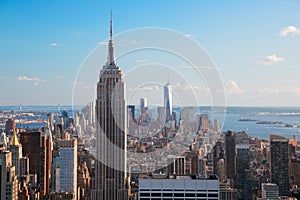 Aerial view of Empire State Building & Manhattan