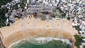 Aerial view of empty beach during city lockdown,  Shek O