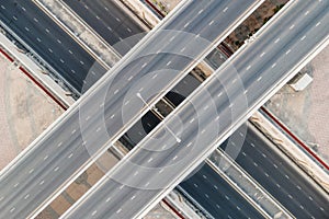 Aerial view of empty road interchange