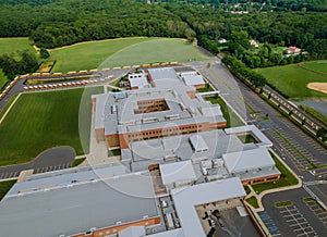 Aerial view of empty in school during coronavirus Covid-19 pandemic