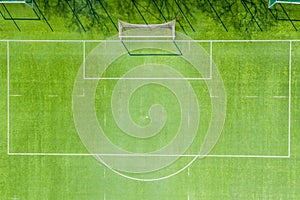 Aerial view of empty soccer field in Europe