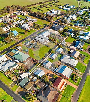 Aerial view of Emu Bay homes in Kangaroo Island, South Australia