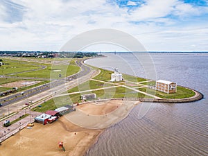 Aerial view of Encarnacion in Paraguay overlooking the San Jose beach. photo