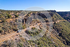 Aerial view of the end of Schnebly Hill Road, Sedona, Arizona