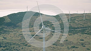 Aerial View of Energy Producing Wind Turbines