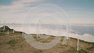 Aerial View of Energy Producing Wind Turbines