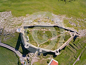 Aerial view of Enisala Fortress in Dobrogea Romania