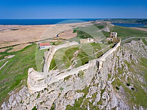 Aerial view of Enisala Fortress in Dobrogea Romania