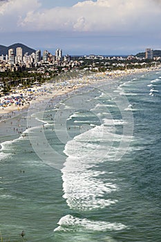 Aerial view of Enseada Beach at Guaruja SP Brazil