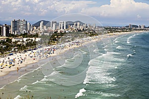 Aerial view of Enseada Beach at Guaruja SP Brazil