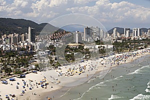 Aerial view of Enseada Beach at Guaruja SP Brazil