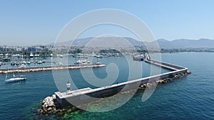 Aerial view of the entrance of Alimos marina in Athens