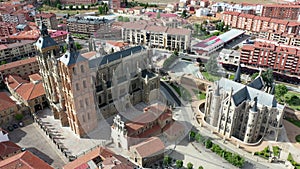 Aerial view on the Episcopal Palace of Astorga. Spain