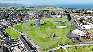 Aerial View of Erecting the Eleventh Night Bonfire Celebrations at Craigyhill Larne N Ireland