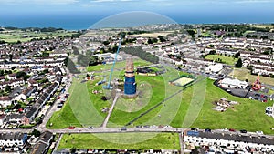 Aerial View of Erecting the Eleventh Night Bonfire Celebrations at Craigyhill Larne N Ireland