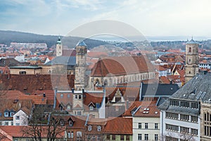 Aerial view of Erfurt City with Preachers Church and Paulsturm - Erfurt, Thuringia, Germany