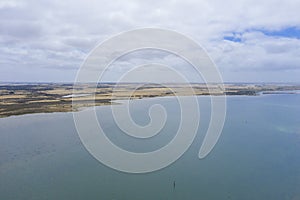 Aerial view of the estuary at Goolwa in South Australia