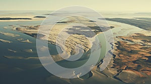 Aerial View Of Estuary: Rendered In Cinema4d With Duotone Color Scheme photo