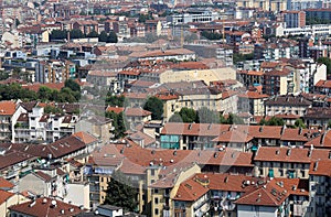 Aerial view of a European metropolis with roofs photo