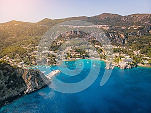 Aerial view of european paradise beach.