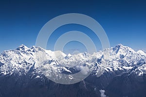 Aerial view of Everest and Makalu