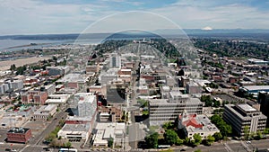 Aerial View Everett Washington Downtown City Skyline