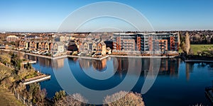 Aerial view of exclusive, waterfront property at Lakeside in Doncaster