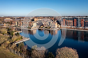 Aerial view of exclusive, waterfront property at Lakeside in Doncaster