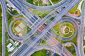 Aerial view of expressway and intersection in city