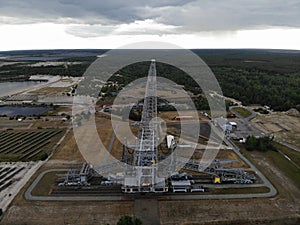 Aerial view of F60 overburden conveyor bridge. photo