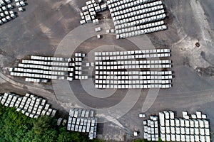 Aerial view of factory for Blocks of concrete stones Building materials industry products for homebuilding construction