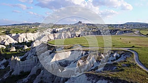 Aerial view of fairy chimneys at Urgup, Cappadocia, Turkey,