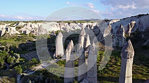 Aerial view of fairy chimneys at Urgup, Cappadocia, Turkey,